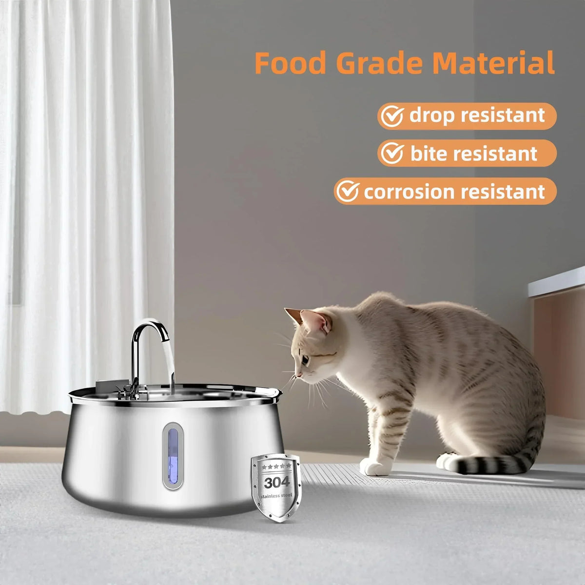 Stainless Steel Cat Water Fountain 4L – Automatic Pet Water Dispenser with Multi-Layer Filtration