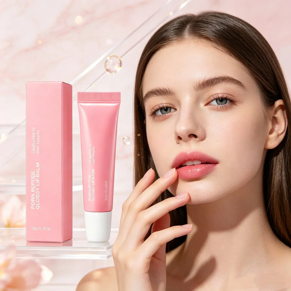 PDRN Peptide Glossy Lip Balm 10g – Hydrating Pink-Tinted Lip Cream for Dry Lips