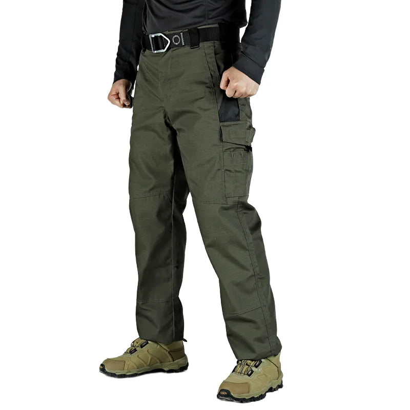 Men's Tactical Cargo Pants with Multiple Pockets – Straight-Leg Outdoor Hiking Trousers