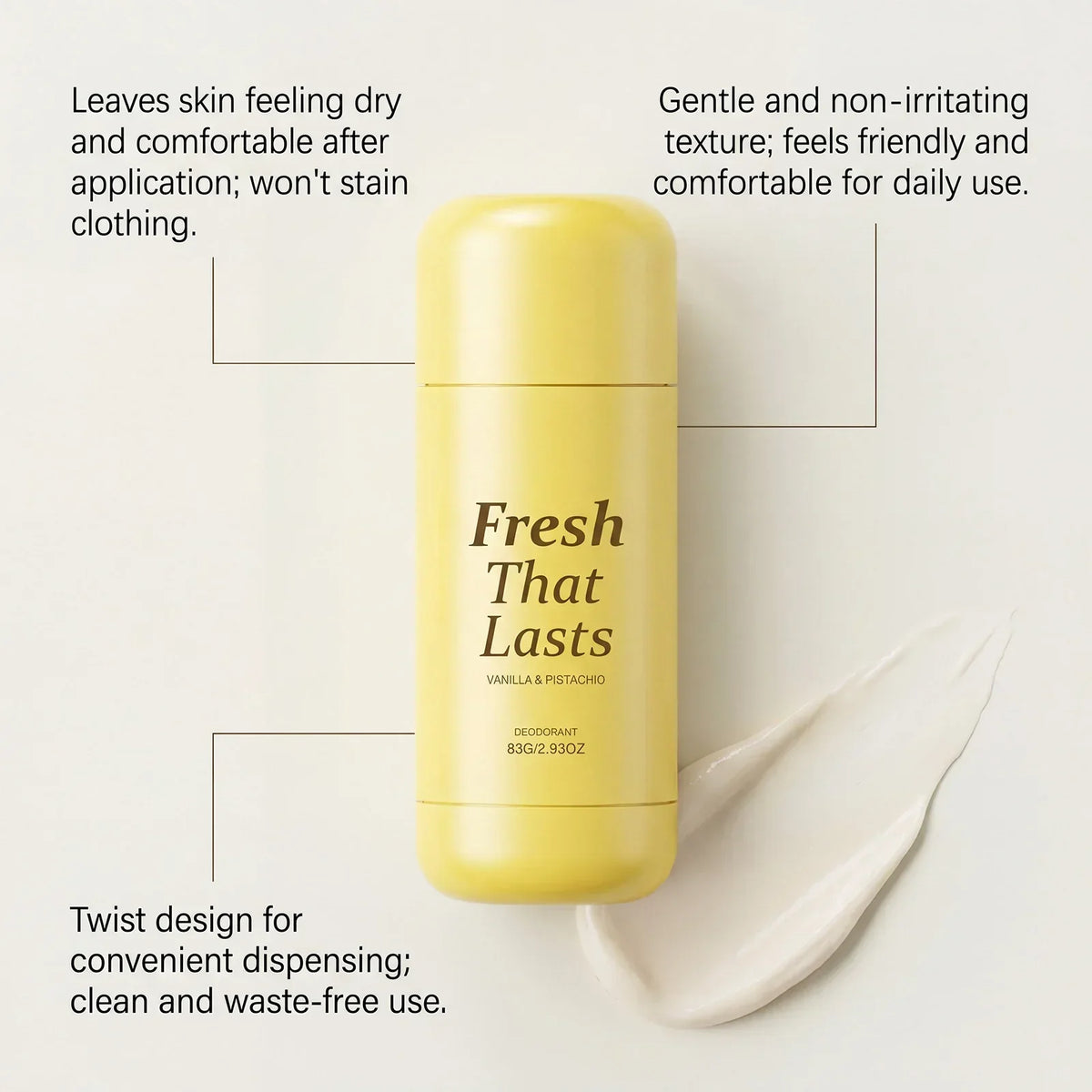Deodorant Vanilla & Pistachio Fresh That Lasts | 24 Hour Odor Control, No Aluminum, Baking Soda, Parabens, Phthalates, Ethanol | Brightening & Smoothing for Dark Underarms with Kojic Acid & Turmeric | Korean Skincare, K-Beauty