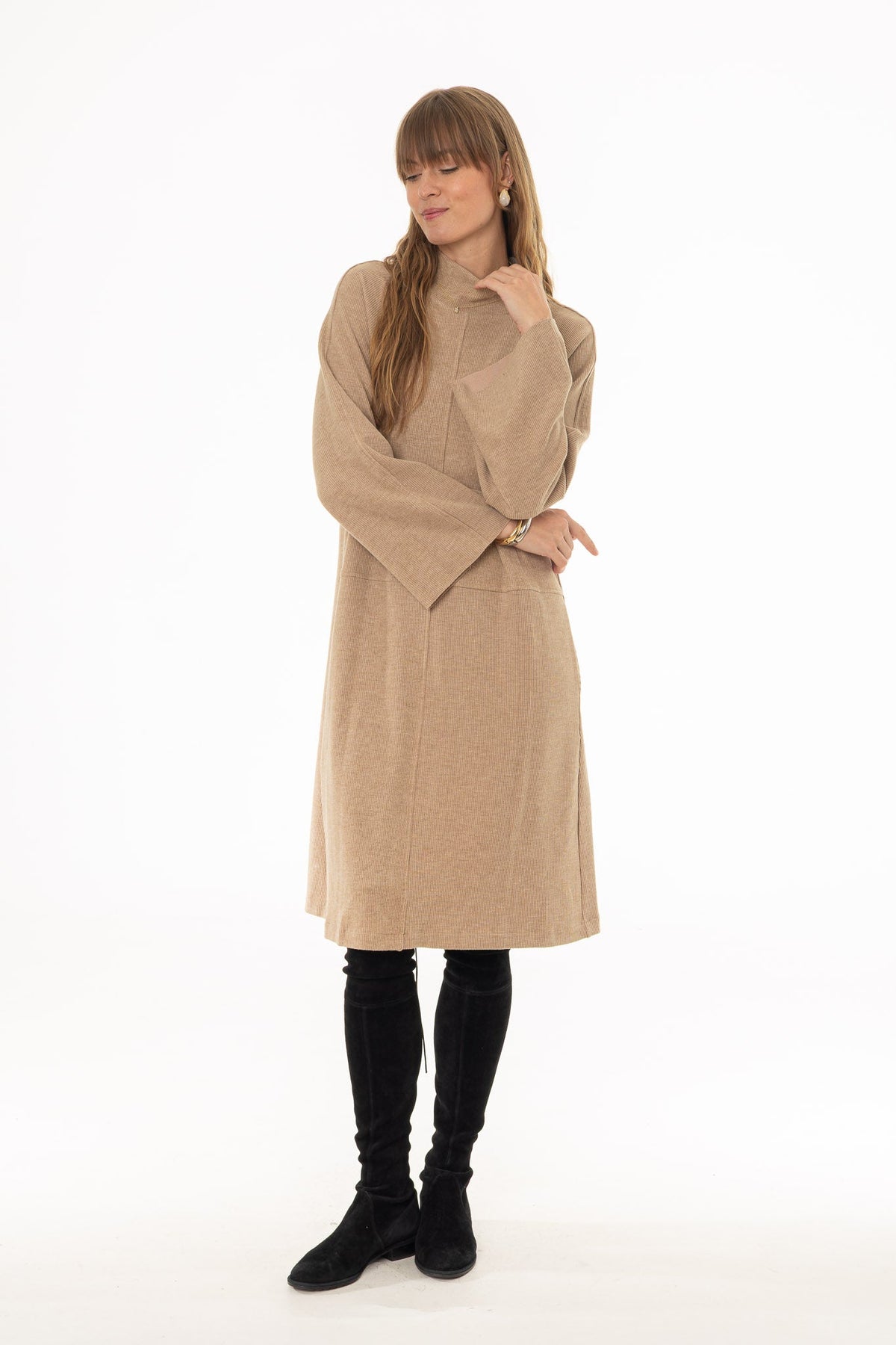 CHITHELABEL - Tan Corduroy Flare Dress