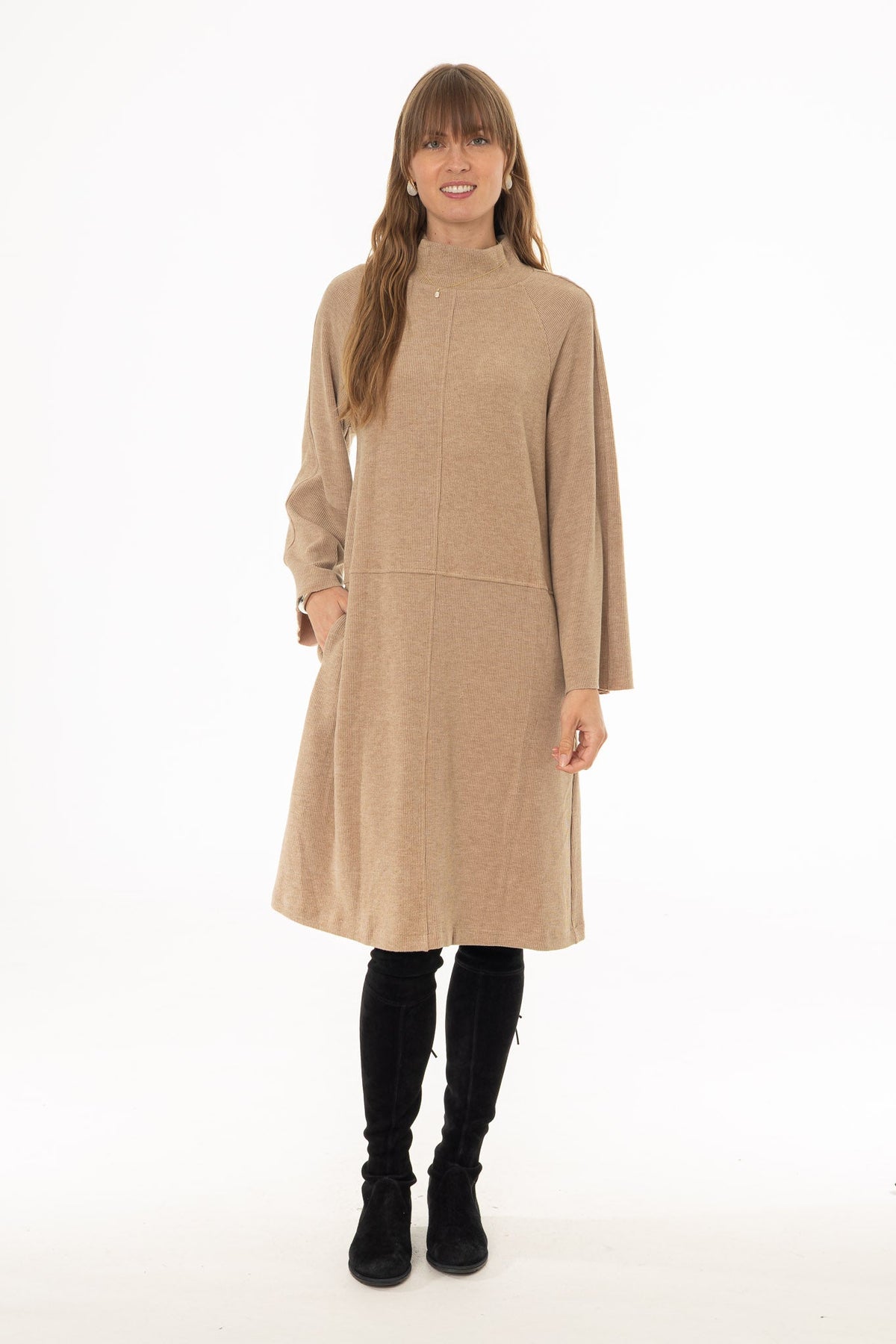 CHITHELABEL - Tan Corduroy Flare Dress