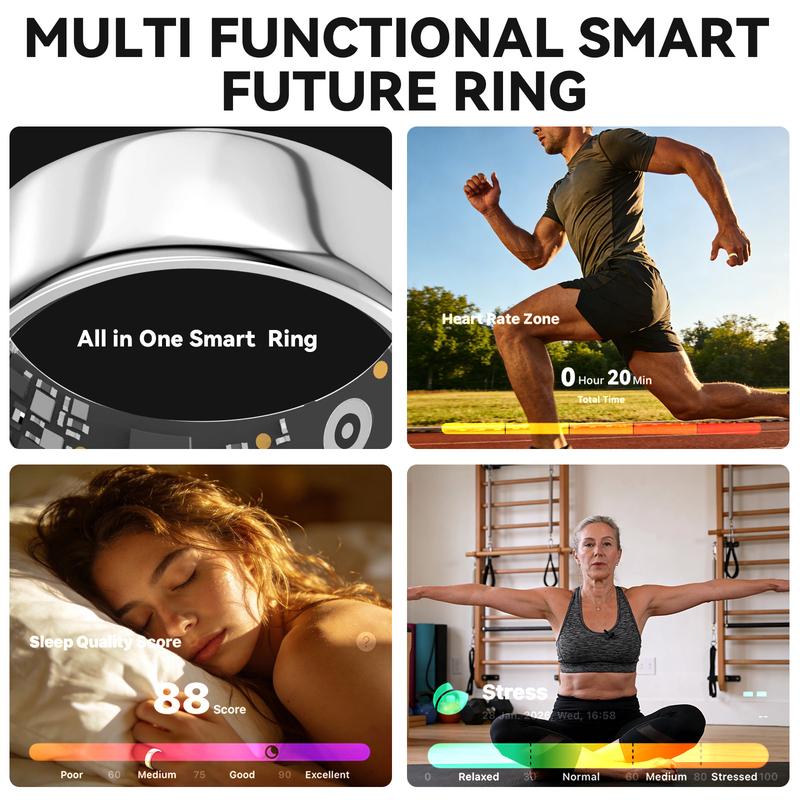 Smart Ring Activity and Sleep Tracker with Heart Rate, Blood Oxygen and Temperature Monitoring