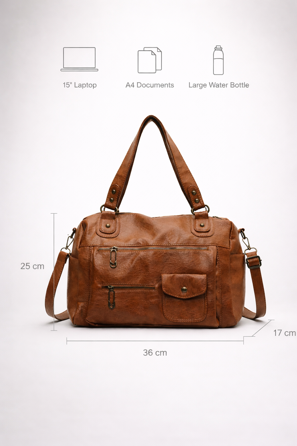 Big handbag for school with multiple front pockets | SALERNO