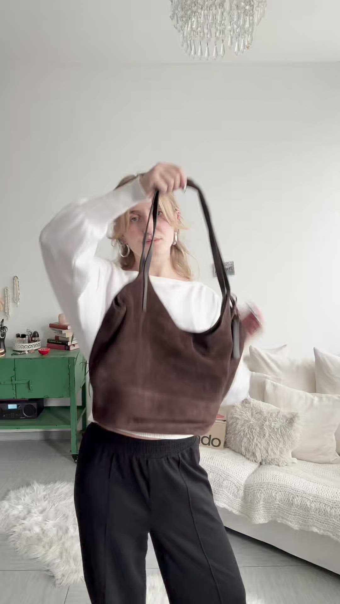 CHITHELABEL - Chocolate Brown Suede & Leather Tote Bag