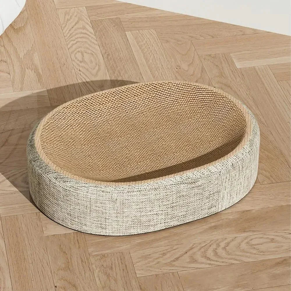 CATLOOM – Oval Sisal Cat Bed with Durable Scratch Surface and Soft Rest