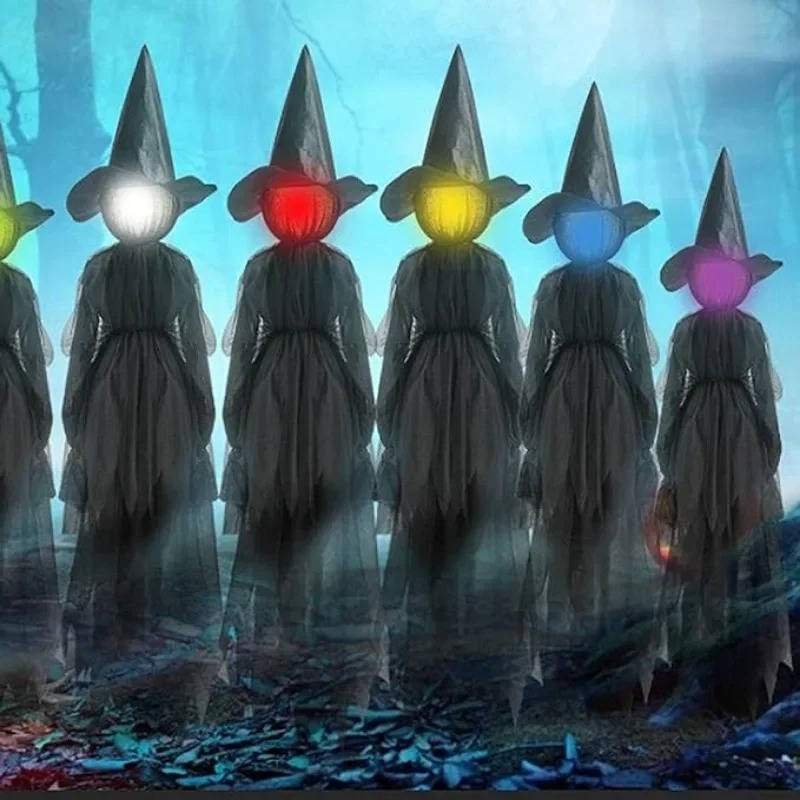 3PCS Indoor And Outdoor Halloween Decorations - Sound Activated Hand Holding Witch