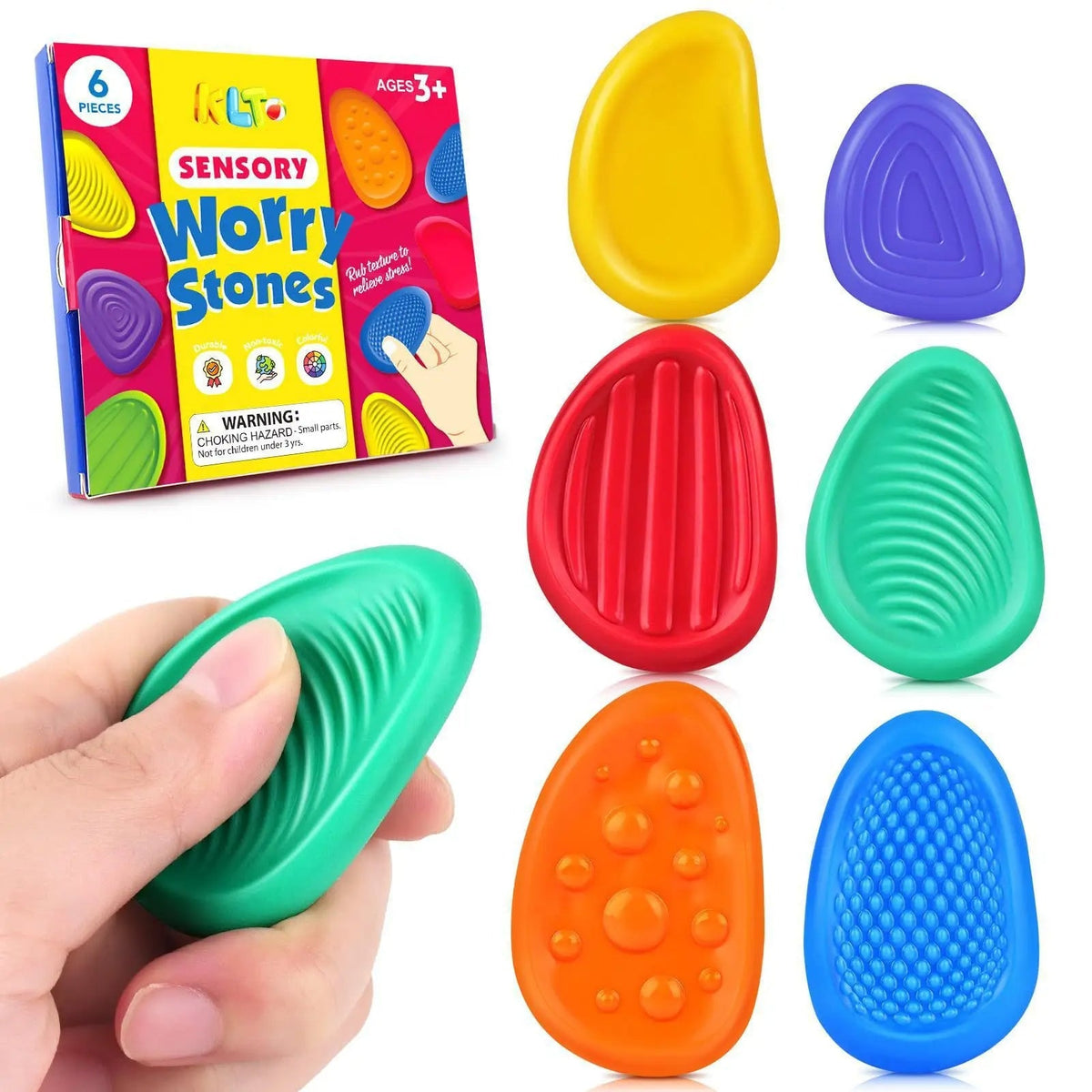 6 Pack Silicone Sensory Stone Fidget Toys