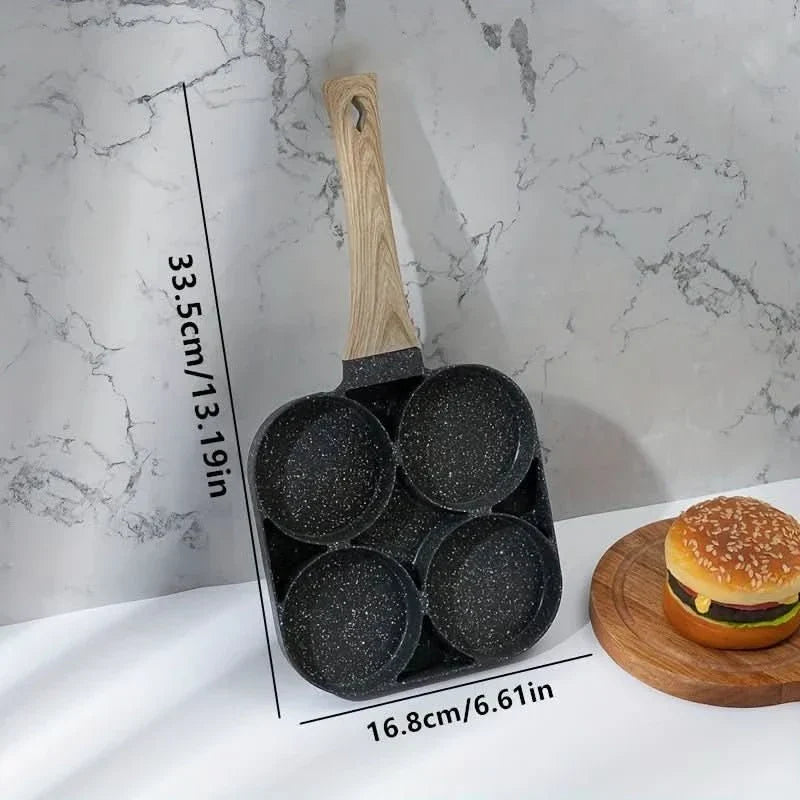 ChefVerra Non-Stick Omelette Pan | 4-hole frying pan for eggs, pancakes, and burgers