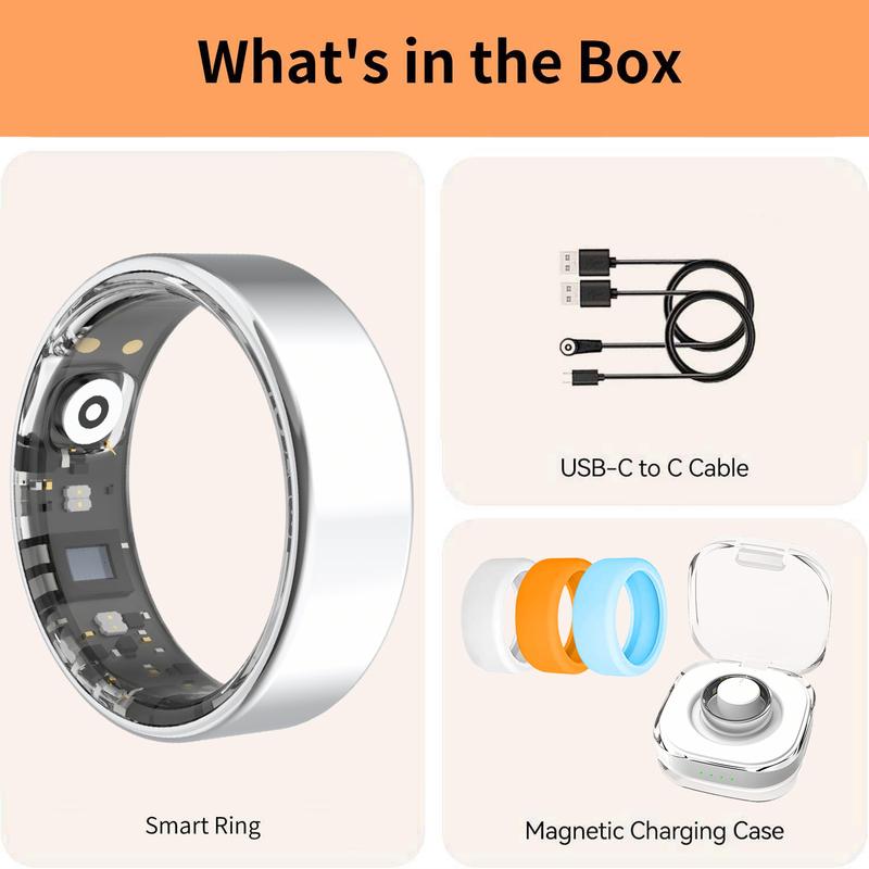 Smart Ring Activity and Sleep Tracker with Heart Rate, Blood Oxygen and Temperature Monitoring