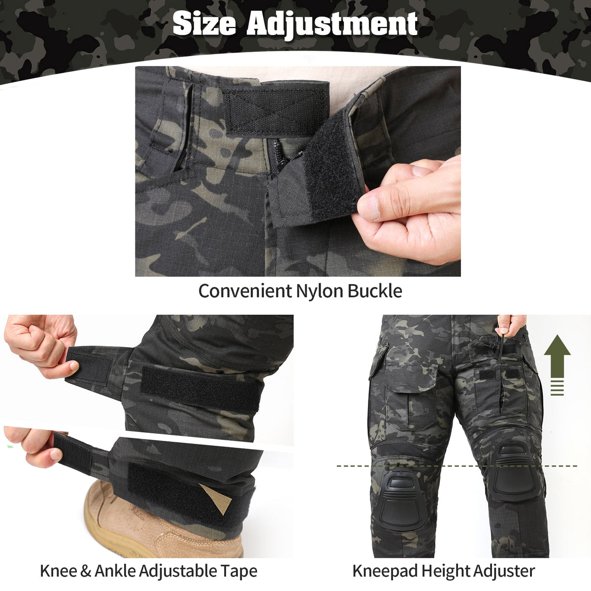 G3 Pro Combat Pants with Knee Pads Rip-Stop Tactical Pants Camouflage