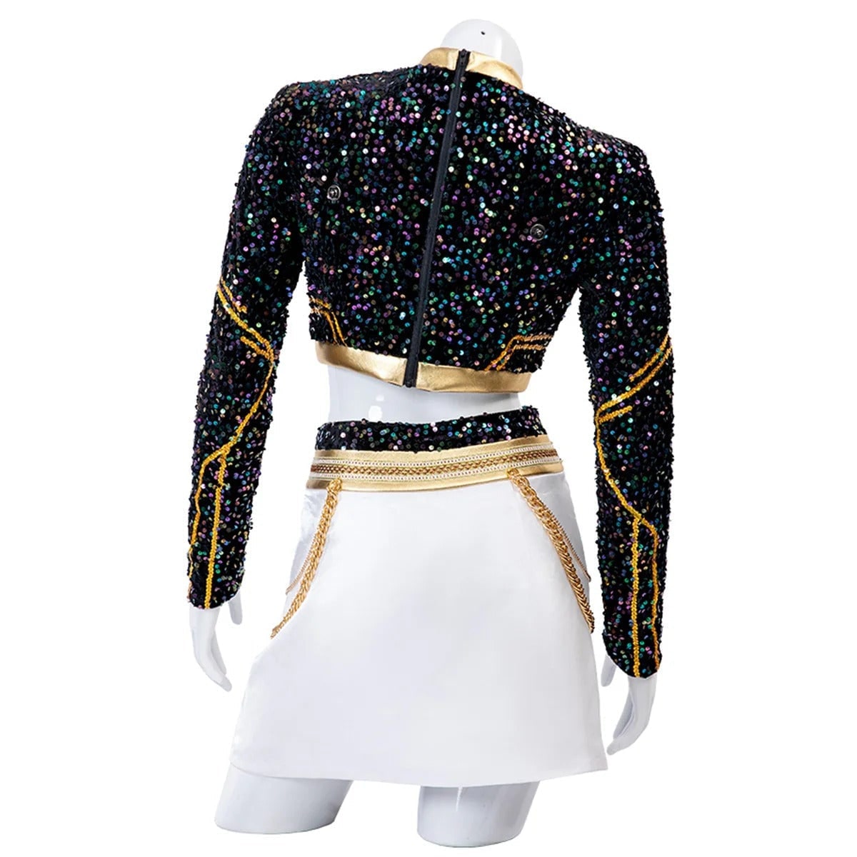 Halloween Cosplay Cheerleader Costume and Outfit Two Piece Set with Cropped Top Pleated Skirt