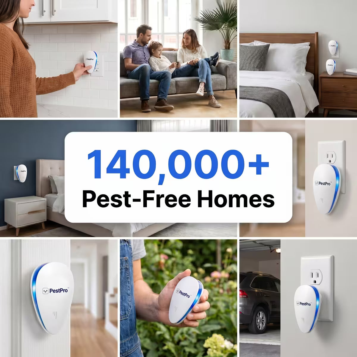 Plug-In Ultrasonic Pest Repeller – Chemical-Free Variable Frequency Indoor Pest Deterrent