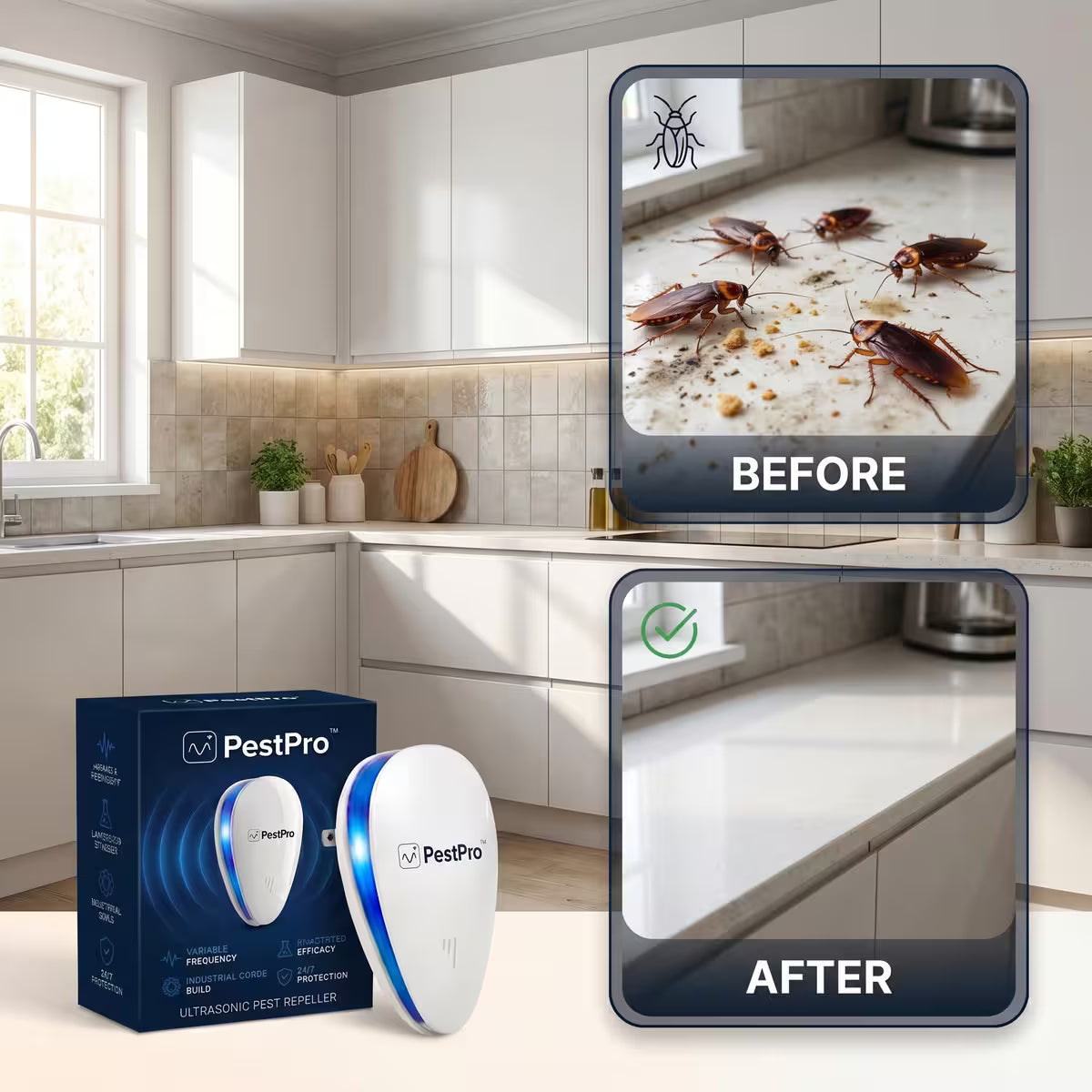 Plug-In Ultrasonic Pest Repeller – Chemical-Free Variable Frequency Indoor Pest Deterrent