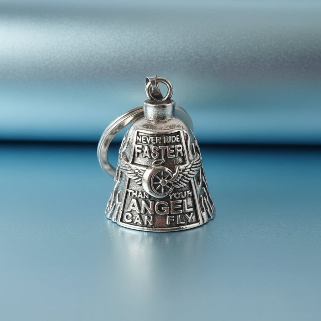 Halloween Motorcycle Guardian Bell Charm with Angel Keychain and Split Ring for Biker Party