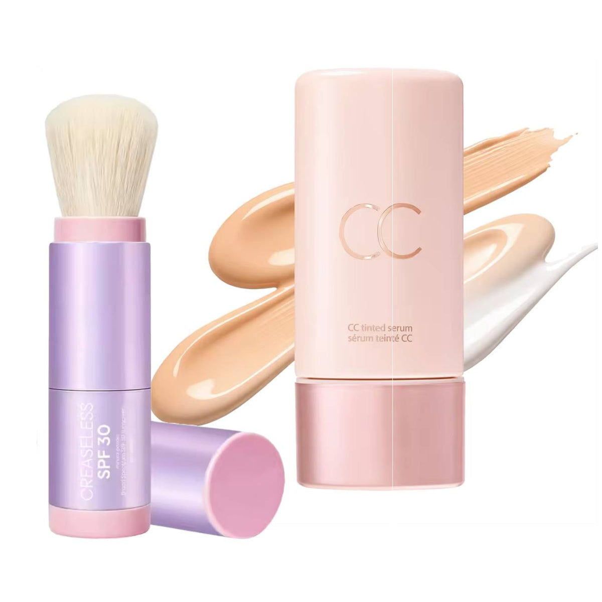Summer skin essentials - CC color-correcting tinted serum + creaseless setting powder