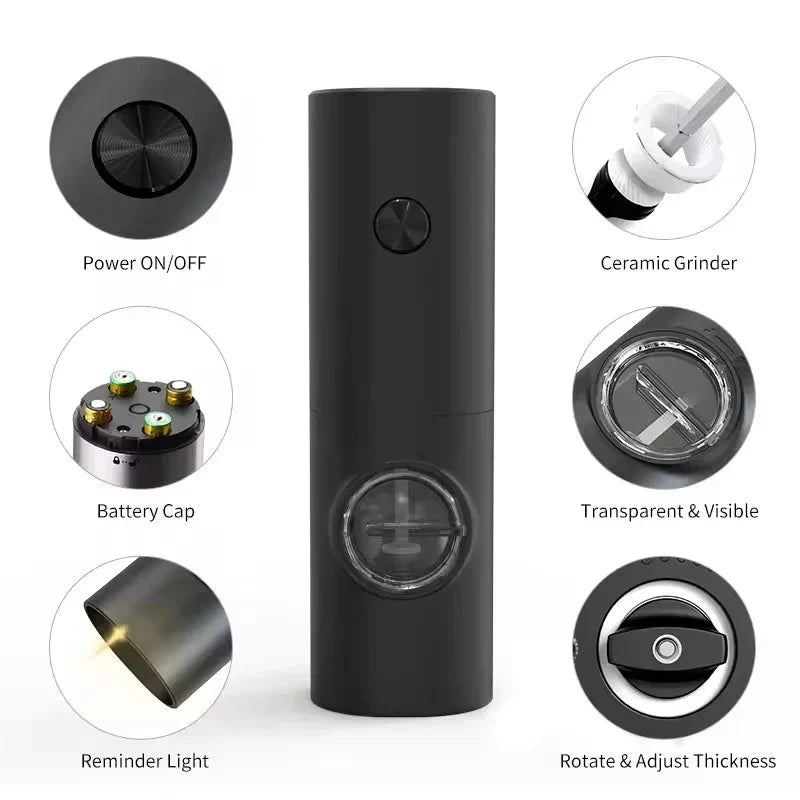 SPICETUNE – Electric Salt and Pepper Grinder Set with LED Light and Adjustable Thickness