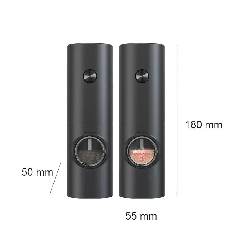 SPICETUNE – Electric Salt and Pepper Grinder Set with LED Light and Adjustable Thickness
